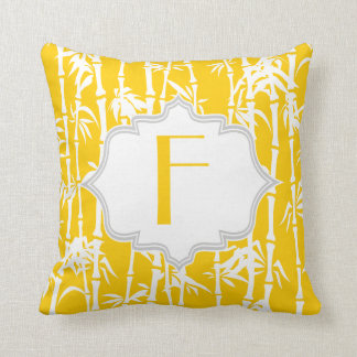 Coussin Motif en bambou jaune blanc sur mesure