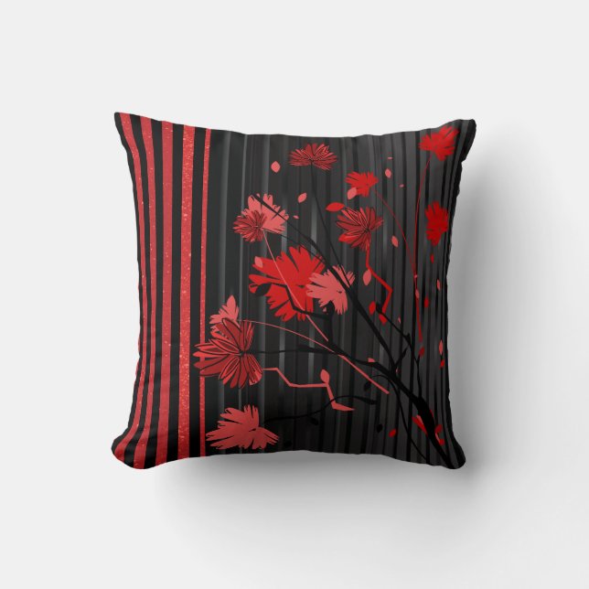 Coussin Motif en bande rouge Art déco (Recto)