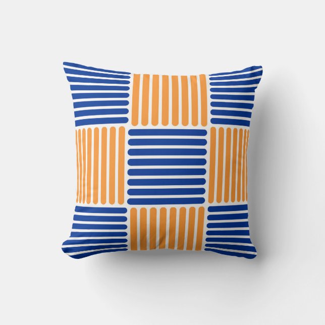 Coussin Motif en bleu et orange (Recto)