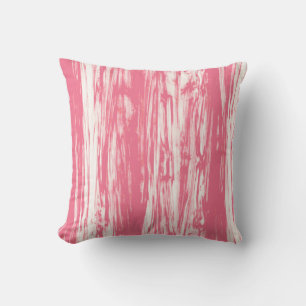 Coussin Motif en bois de chèfle - corail rose et blanc