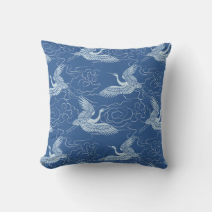 Coussin Motif en céramique chinoise en bleu ciel