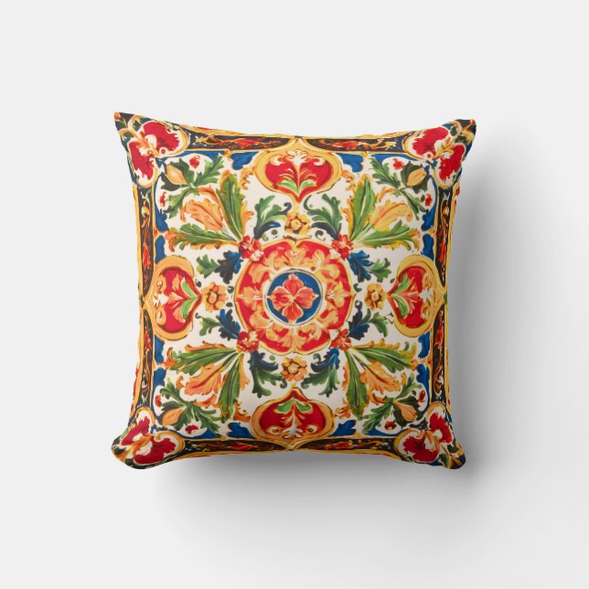 Coussin Motif en céramique sicilienne (Recto)