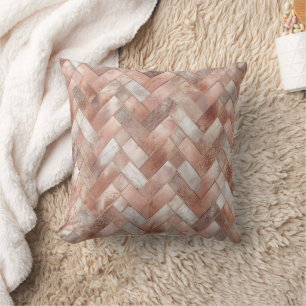 Coussin Motif en chevron en or blanc rose