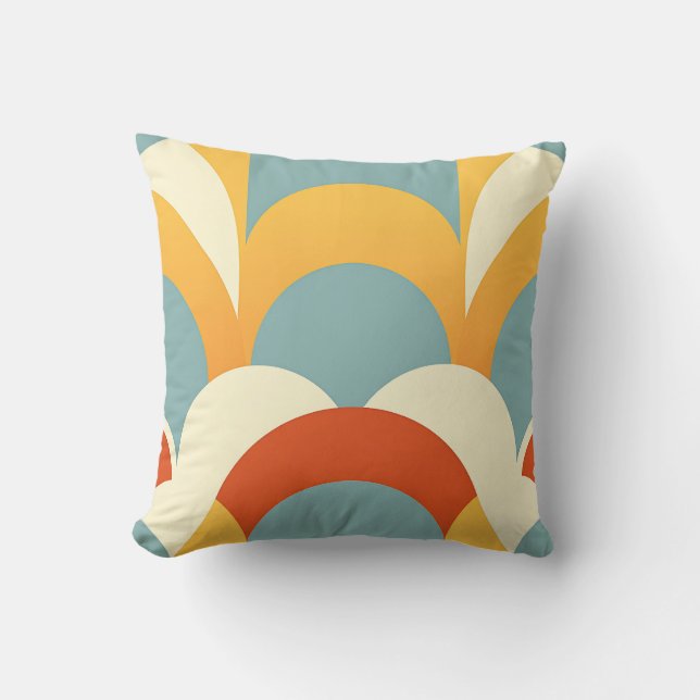 Coussin Motif en Coquille de Teinte Sarcelle Rétro (Recto)