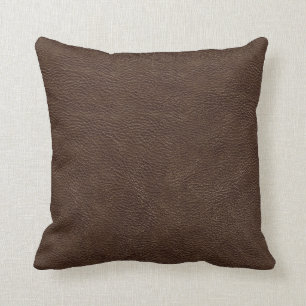 Coussin Motif en cuir Brown de texture d'impression