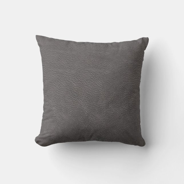 Coussin Motif en cuir gris de texture d'impression (Recto)