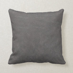 Coussin Motif en cuir gris de texture d'impression