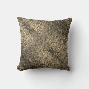 Coussin Motif en cuir rustique brun de l'Ouest