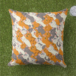 Coussin Motif en diagonale du chat noir blanc gingembre