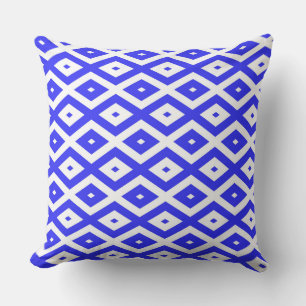 Coussin Motif en diamant bleu et blanc