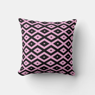 Coussin Motif en diamant rose pâle et noir