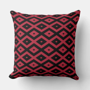 Coussin Motif en diamant rouge et noir