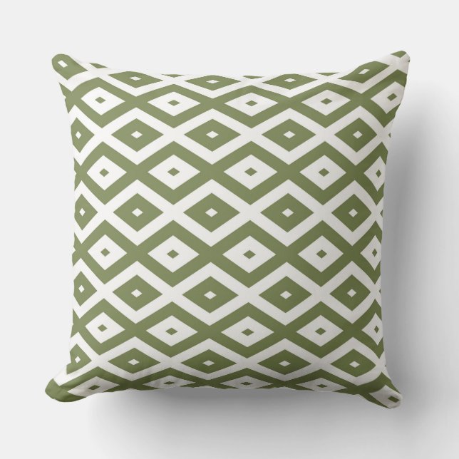 Coussin Motif en diamant vert et blanc (Recto)