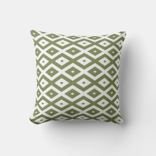 Coussin Motif en diamant vert et blanc