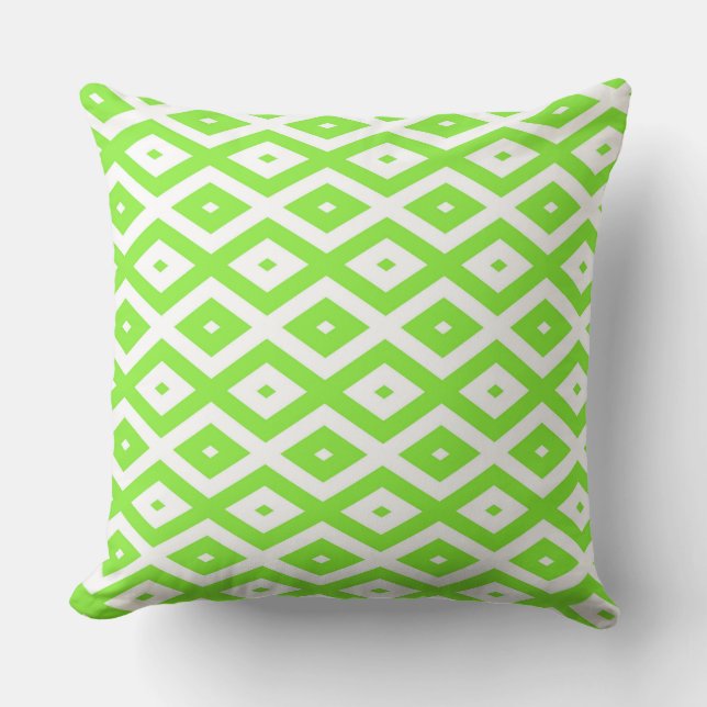 Coussin Motif en diamant vert et blanc (Recto)