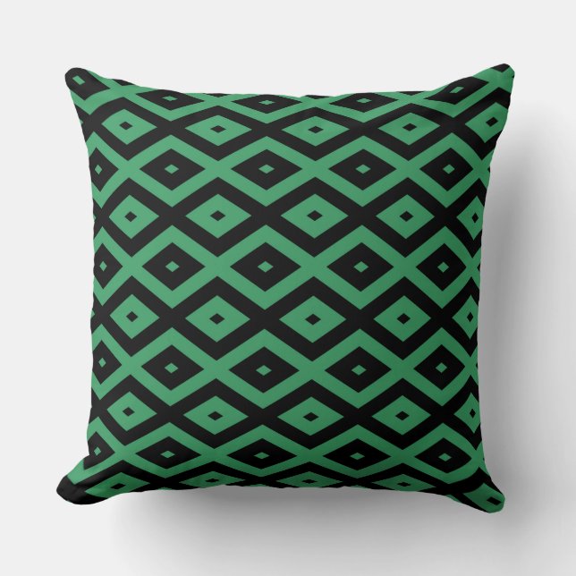 Coussin Motif en diamant vert et noir (Recto)