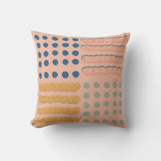 Coussin Motif en lin à motifs géométriques et à pois rétro