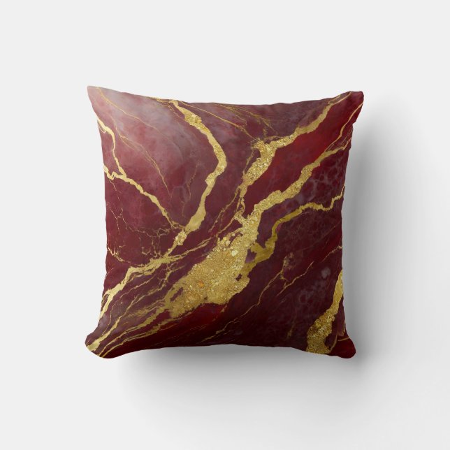 Coussin Motif en marbre rouge avec or (Recto)