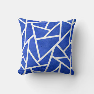 Coussin Motif en mosaïque bleue et blanche