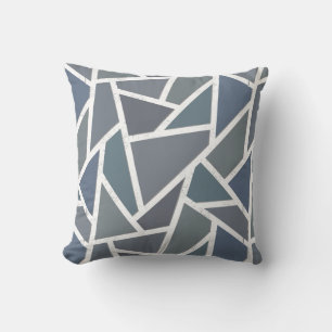 Coussin Motif en mosaïque gris bleu