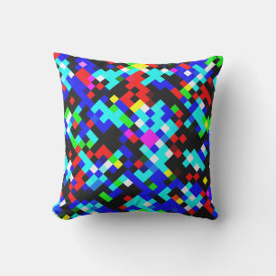 Coussin Motif en mosaïque multicolore aux couleurs vives