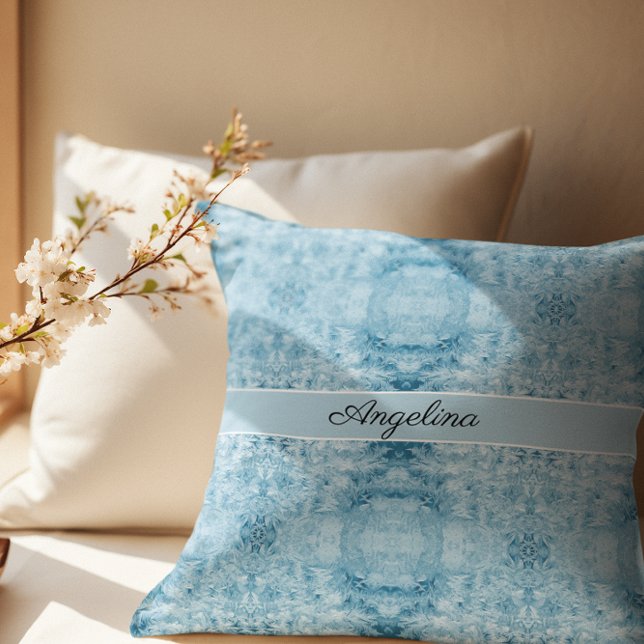 Coussin Motif en plumes bleues et blanches, personnalisabl (Créateur téléchargé)