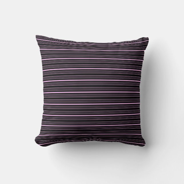Coussin Motif en rayures rose clair et noire (Recto)