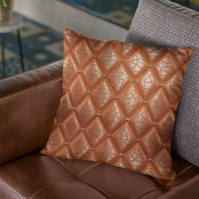 Coussin Motif en simili cuir marron (Créateur téléchargé)