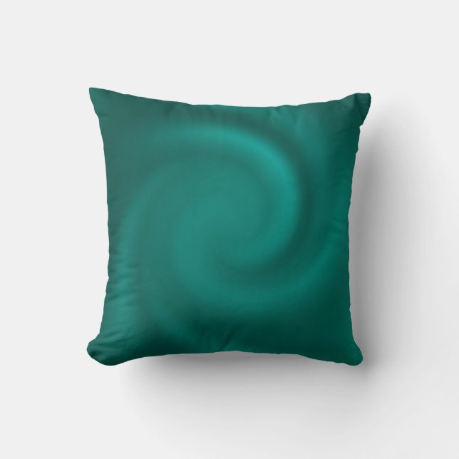 Coussin Motif en spirale verte et turquoise. (Recto)