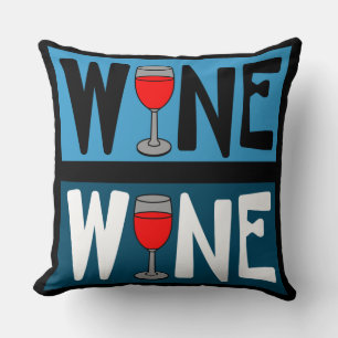 Coussin Motif en verre de vin rouge