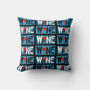Coussin Motif en verre de vin rouge