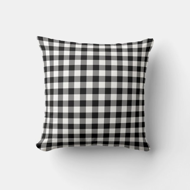 Coussin Motif En vichy noir et blanc (Recto)