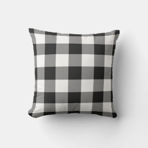 Coussin Motif En vichy noir et blanc À damiers