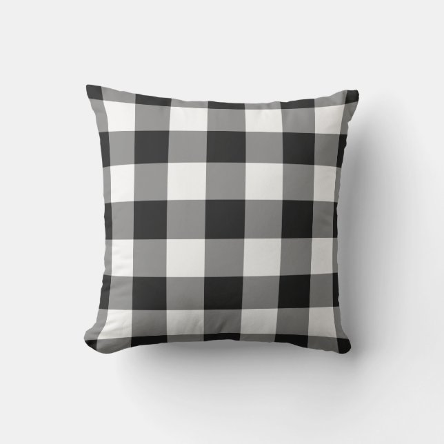Coussin Motif En vichy noir et blanc À damiers (Recto)