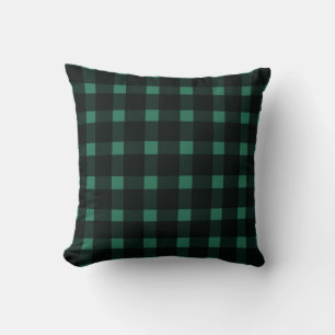 Coussin Motif En vichy noir vert