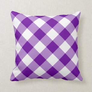 Coussin Motif En vichy violet et blanc