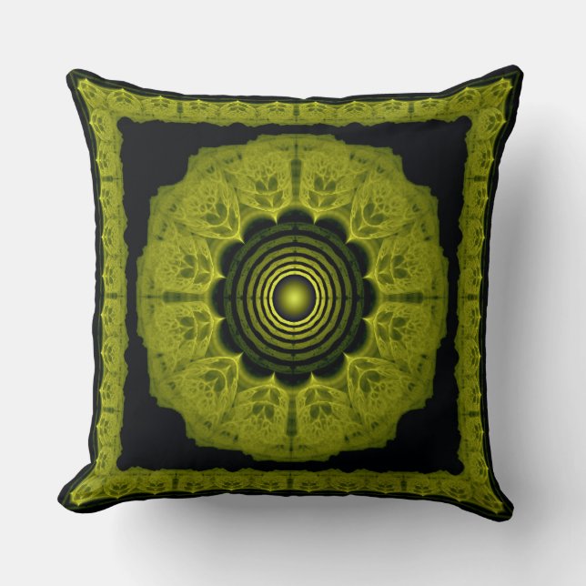 Coussin Motif encadré de fractale orange vif (Recto)