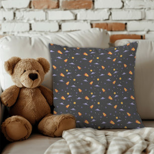 Coussin Motif espace lavande orange gris