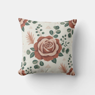 Coussin Motif esthétique Boho Rose du désert