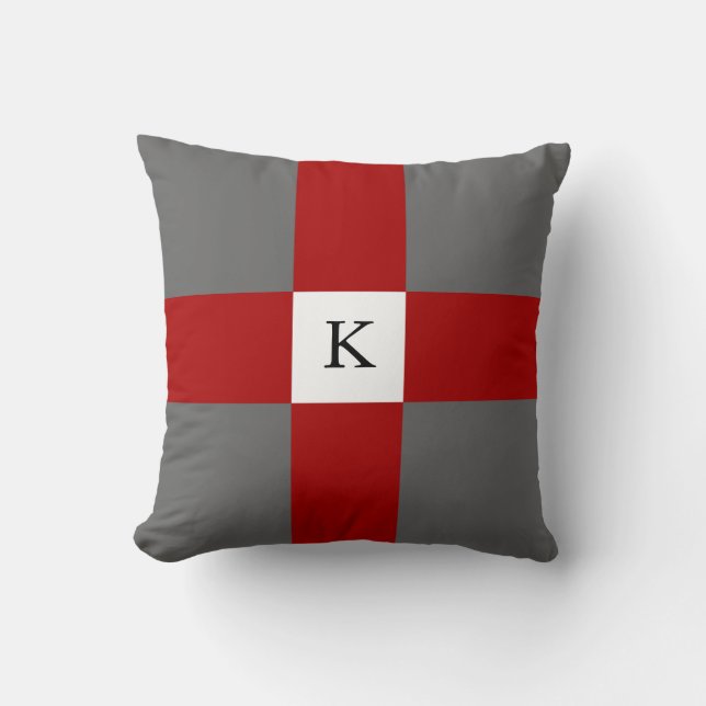 Coussin Motif et monogramme croisés blancs rouges gris de (Recto)