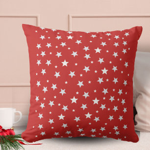 Coussin Motif étoile blanche sur fond rouge