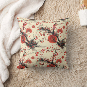 Coussin Motif éventail de fleurs de cerisier japonais (4)
