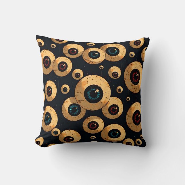 Coussin Motif Eyeball déplaisant | Décor d'Halloween éffra (Recto)