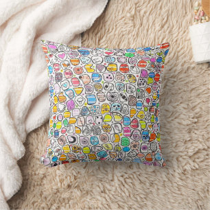 Coussin Motif fantaisiste dessiné à la main et coloré