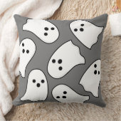 Coussin Motif fantôme blanc mignon gris Halloween (Couverture)