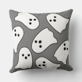 Coussin Motif fantôme blanc mignon gris Halloween (Verso)