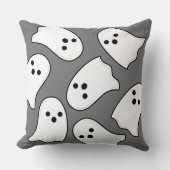 Coussin Motif fantôme blanc mignon gris Halloween (Recto)