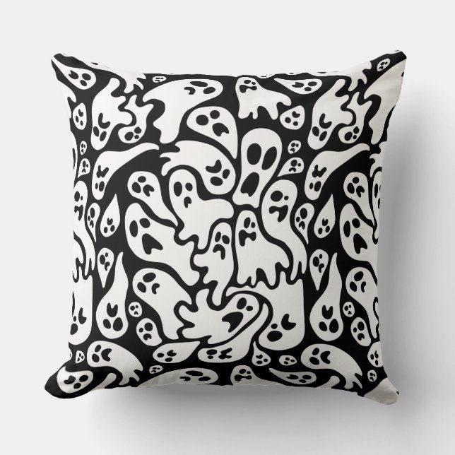 Coussin Motif fantôme noir et blanc (Recto)