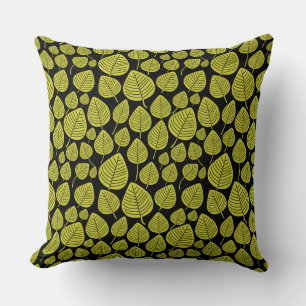 Coussin Motif feuille 02 - Banane jaune sur noir
