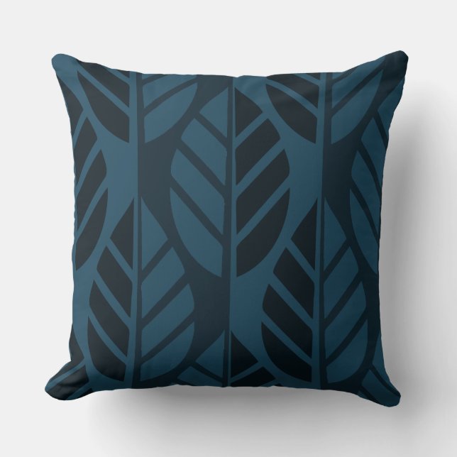 Coussin Motif feuille bleue (Recto)